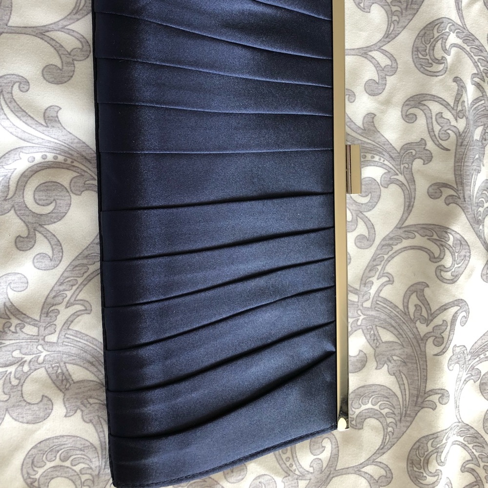 Blue satin dress clutch